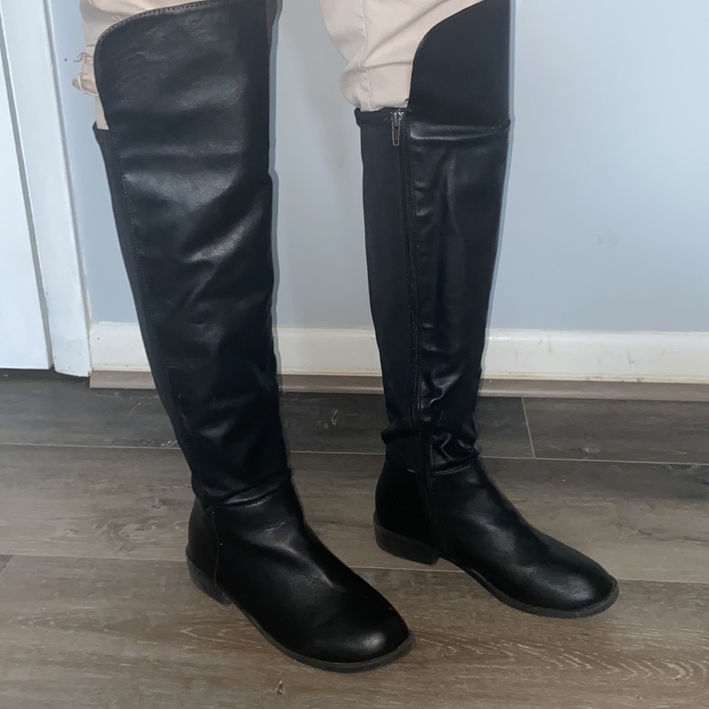 Madden Girl Knee High Black Riding Boots Size 8 Gem